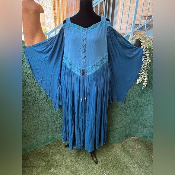 NWT HolyClothing 2x Majolica Blue Acacia Maxi Dress - Picture 4 of 14
